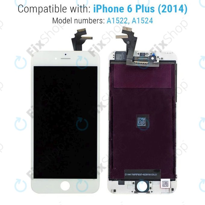 Schermo per iPhone 6 Plus, White, Vetro touch con cornice