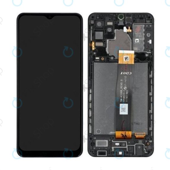 Schermo per Samsung A32 5G A326B, Awesome Black, Vetro touch con cornice, GH82-25121A, GH82-25122A, Genuine Service Pack