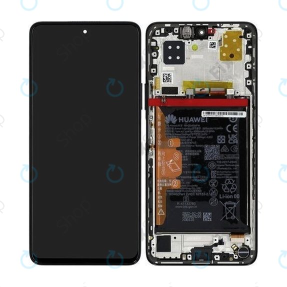 Schermo per Huawei Nova 9 SE JLN-LX1 JLN-LX3, Vetro touch con cornice, batteria, Midnight Black, 02354UVY, Genuine Service Pack