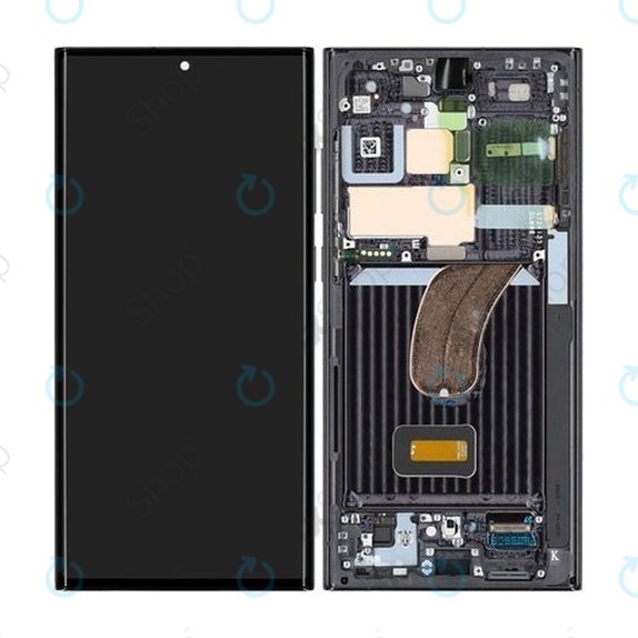 Schermo per Samsung S23 Ultra S918B, Phantom Black, Vetro touch con cornice, GH82-30466A, GH82-30465A, Genuine Service Pack