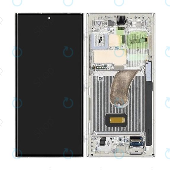 Schermo per Samsung S23 Ultra S918B, Cream, Vetro touch con cornice, GH82-30466B, GH82-30465B, Genuine Service Pack