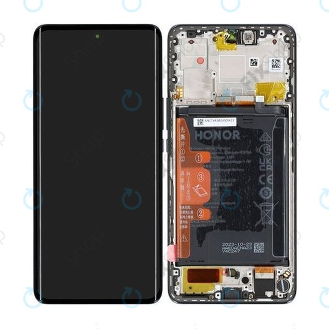 Schermo LCD per Honor Magic6 Lite, Black, Vetro touch con cornice e batteria, 0235AHHP, 0235AHHU, Genuine Service Pack