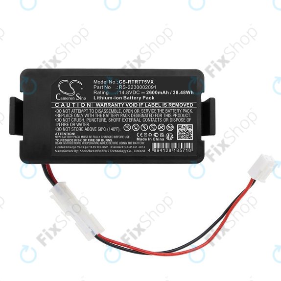 Batteria per Rowenta RR7774, RR7755, Tefal RG7765, RS-2230002091, Li-Ion, 2600mAh, 14.8V, HQ