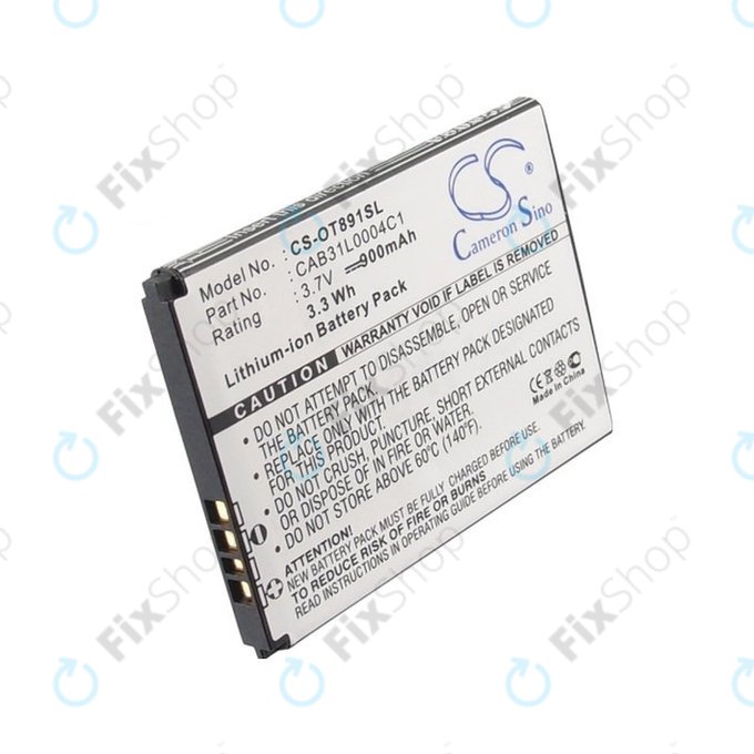 Batteria per Alcatel One Touch, OT, TCL A, Vodafone, CAB31L0004C1, Li-Ion, 3.7V, 900mAh, HQ
