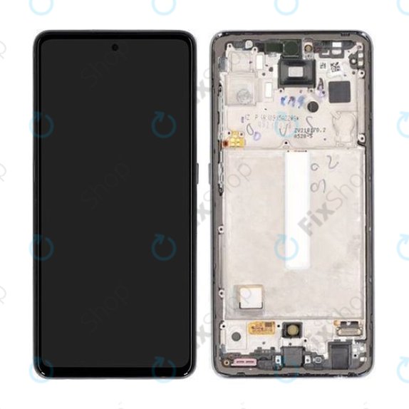 Schermo per Samsung A52s 5G A528B, Awesome Black, Vetro touch con cornice, GH82-26861A, GH82-26863A, GH82-26910A, GH82-26909A, Genuine Service Pack