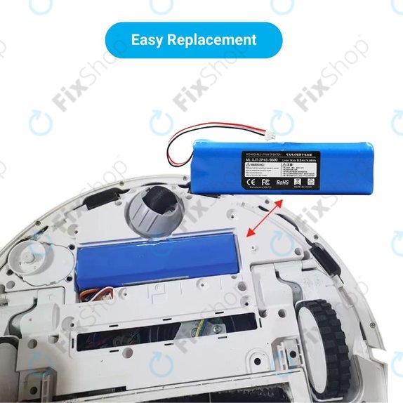 Batteria per Xiaomi Roidmi EVE Plus, Viomi, Lydsto, Proscenic, Tefal, XJT-2P4S-6800, Li-Ion, 6800mAh, 14.4V