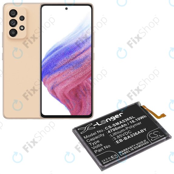 Batteria per Samsung A33 A336B, A53 A536B, 4700mAh, Li-Pol, 3.85 V, EB-BA336ABY, HQ