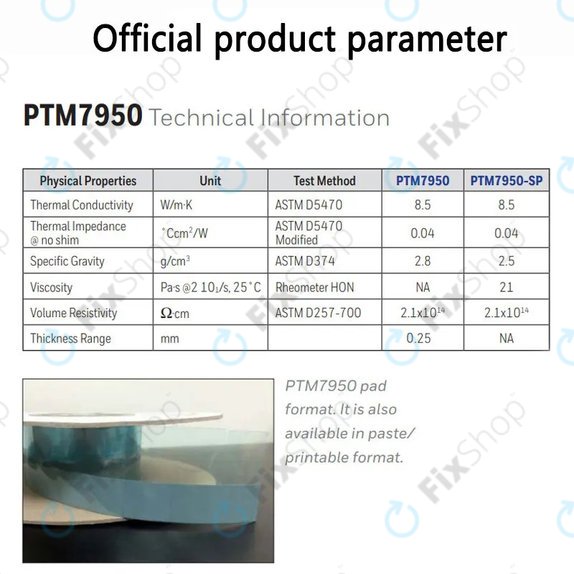 Pad termico Honeywell PTM7950, 80 × 40 × 0,25mm