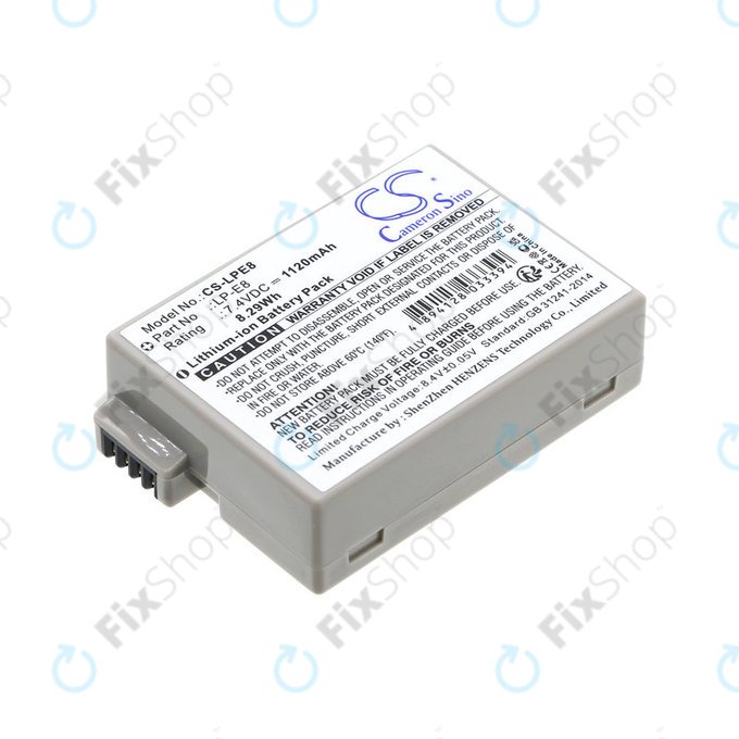 Batteria per Canon EOS 550D, 600D, LP-E8, Li-ion, 1120mAh, 7.4V, HQ
