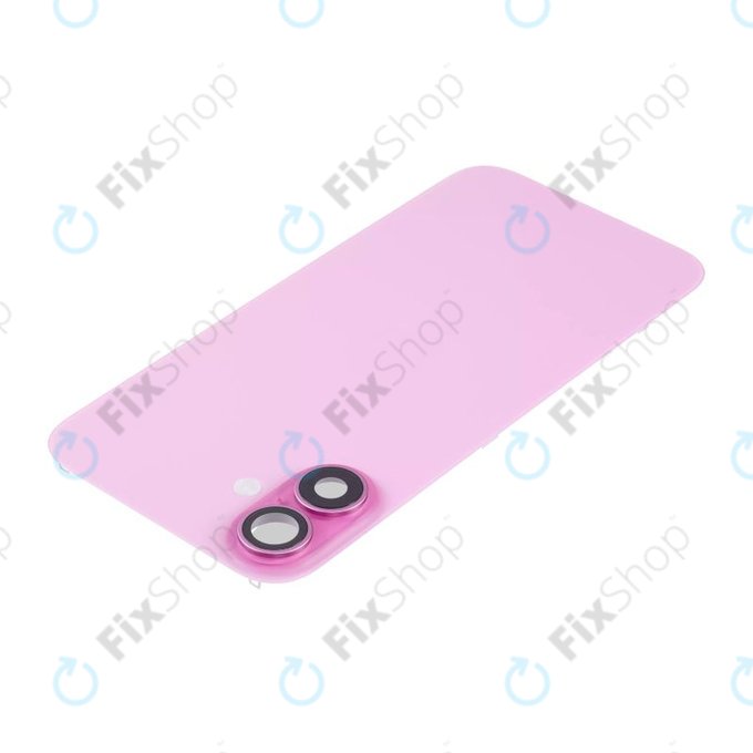 Vetro scocca posteriore per iPhone 16, Pink, con lente fotocamera, piastra metallica e magnete MagSafe