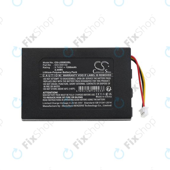 Batteria per Logitech G533, G933, 533-000132, Li-Pol, 3.7V, 1200mAh, HQ