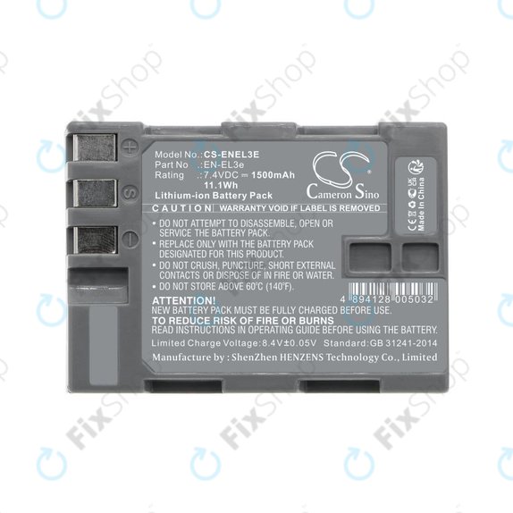 Batteria per Nikon D100, D200, D50, D70, D70s, D80, D300S, D700, D90, D300, EN-EL3e, Li-Ion, 1500mAh, 7.4V, HQ