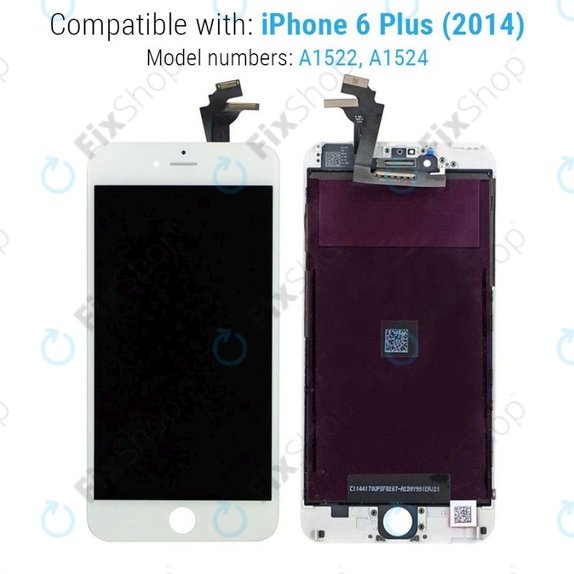 Schermo per iPhone 6 Plus, White, Vetro touch con cornice