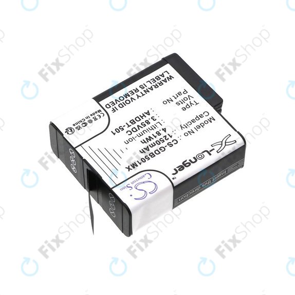 Batteria per Gopro Hero 8, Hero 6, AHDBT-501, Li-Ion, 1250mAh, 3.85V, HQ