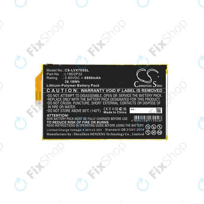Batteria per Lenovo Yoga Smart Tab, L19D2P32, 6800mAh, HQ