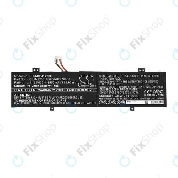 Batteria per Asus VivoBook Flip 14 TP412FA/UA, C31N1733, Li-Pol, 3550mAh, 11.55V, HQ