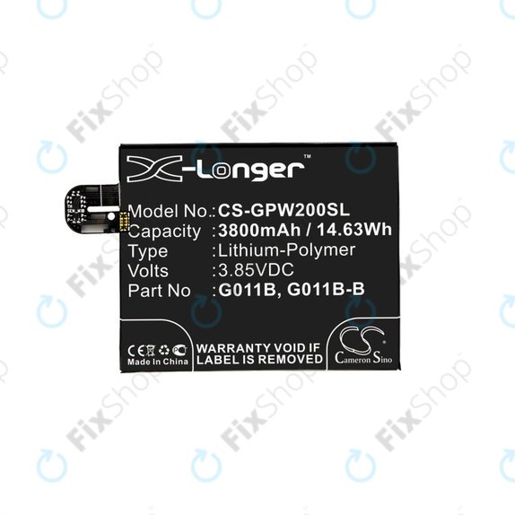 Batteria per Google Pixel 2 XL G011C, 3800mAh, Li-Pol, 3.85 V, G011B, HQ