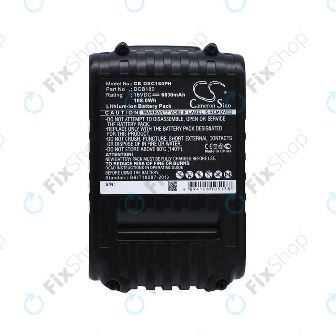 Batteria per Dewalt CL-series, DC-series, DCB18x / DCB20x, Li-Ion, 6000mAh, HQ