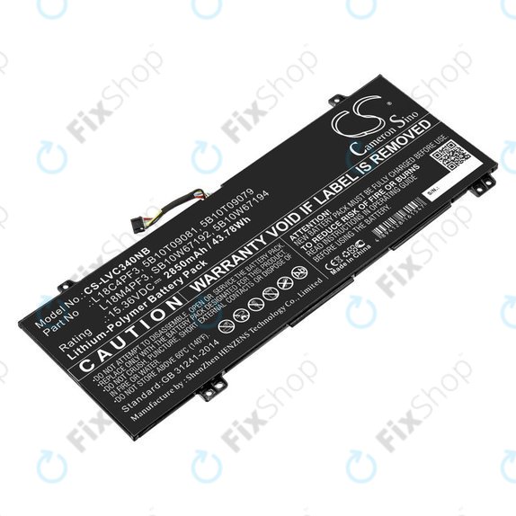 Batteria per Lenovo Ideapad C340, Ideapad Flex, L18C4PF3, Li-Pol, 2850mAh, 15.36V, HQ