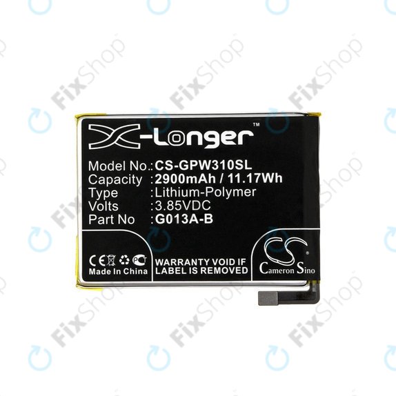 Batteria per Google Pixel 3, 2900mAh, Li-Pol, 3.85 V, G013A-B, HQ