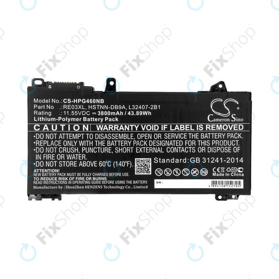 Batteria per HP ProBook 455, 450, 445, 440, 430 G6, RE03XL, Li-Pol, 3800mAh, 11.55V, HQ