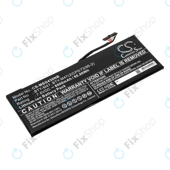 Batteria per MSI GS40, GS43, MS14, BTY-M47, Li-Ion, 8000mAh, 7.6V, HQ