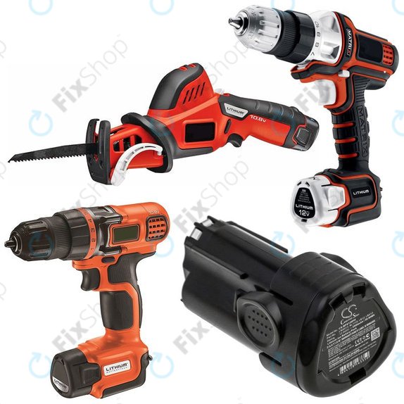 Batteria per Black & Decker EGBL108, BDCDMT112, LBXR12, BL1310, BL1510, LB12, Li-Ion, 2500mAh, 12V, HQ
