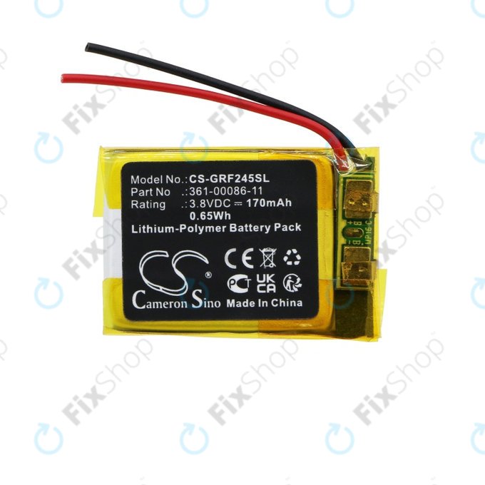 Batteria per Garmin Forerunner 245, Forerunner 245 Music 361-00086-11, Li-Pol, 170mAh, 3.8V, HQ