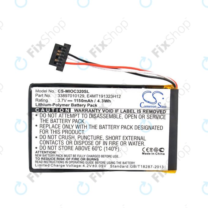 Batteria per Mitac Mio C320, C520, C520t, C720, C810, BP-LX1320/11-B0001 SN, Li-Polymer, 1150mAh, 3.7V, HQ