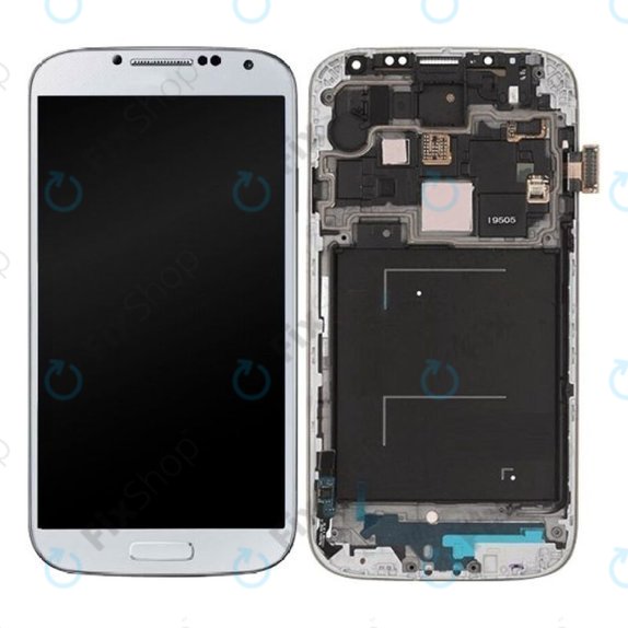 Schermo OLED per Samsung S4 i9505, White Frost, Vetro touch con cornice