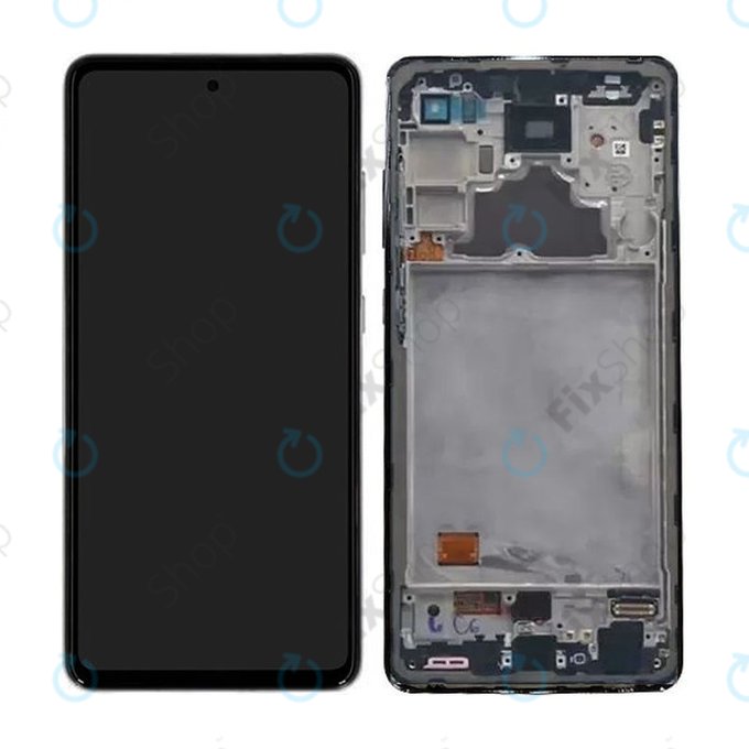 Schermo per Samsung A52 A525F, A526B, Awesome White, Vetro touch con cornice, GH82-25524D, GH82-25526D, GH82-25754D, GH82-25602D, Genuine Service Pack