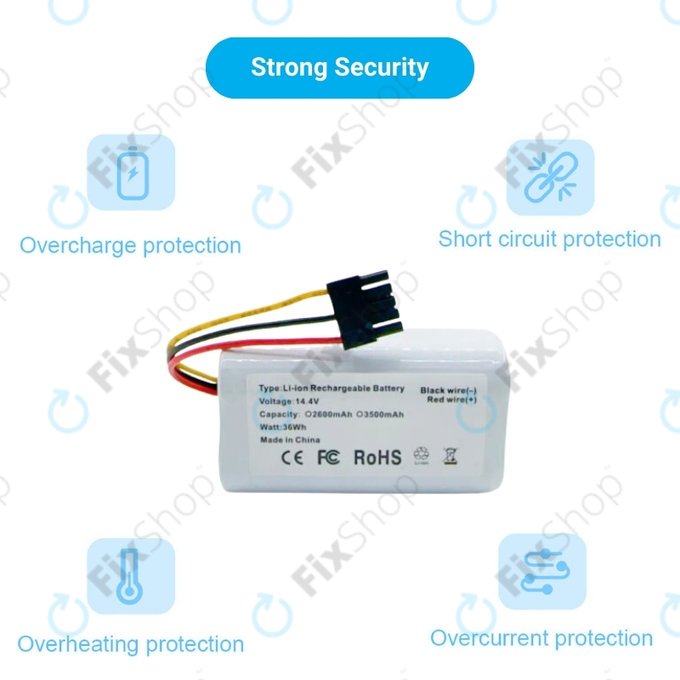 Batteria per Xiaomi Mi Robot Vacuum Mop 2 Lite, E10, N011-4S1P, Li-Ion, 2600mAh, 14.4V