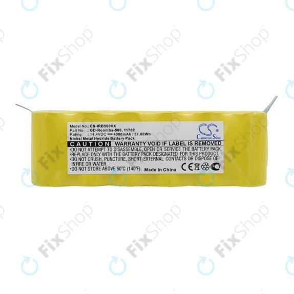 Batteria per iRobot Roomba 500, 600, 700, 800, 900-seriess, R3, Scooba 450, Vileda 137173, 11702, GD-Roomba-500, VAC-500NMH-33, Ni-MH, 4000mAh, 14.4V, HQ