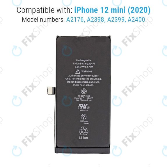 Batteria per iPhone 12 Mini, 2227mAh, FixPremium
