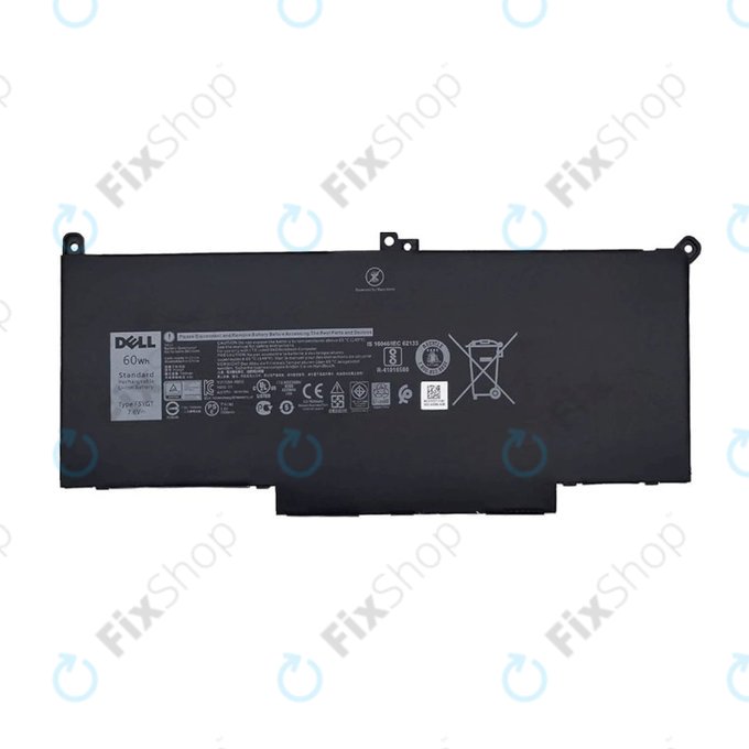Batteria per Dell Latitude 7280, 7290, 7380, 7390, 7480, 7490, E7280, F3YGT, 7600mAh, Genuine Service Pack