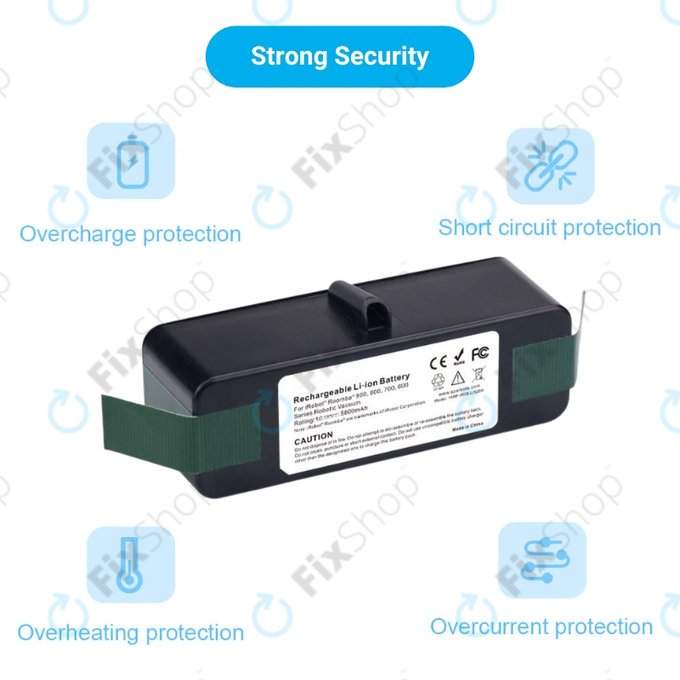 Batteria per iRobot Roomba 600, 800, 900-seriess, 4502233, 4374392, 2130LI, Li-Ion, 5800mAh, 14.8V