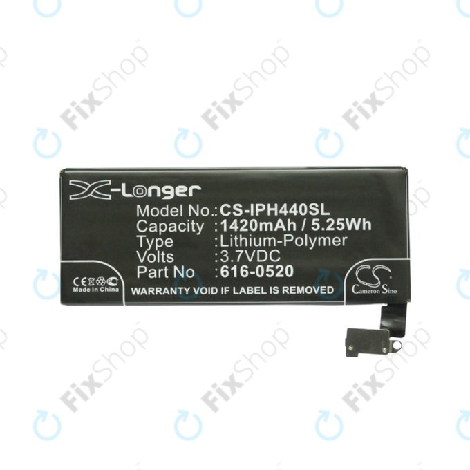 Batteria per iPhone 4, 616-0520, 1420mAh, HQ