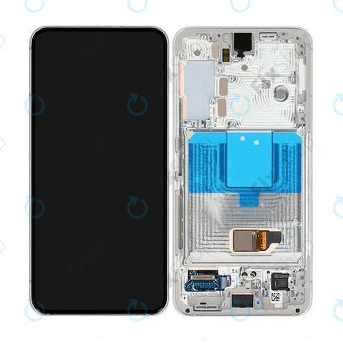 Schermo per Samsung S22 S901B, Phantom White, Vetro touch con cornice, GH82-27520B, GH82-27521B, Genuine Service Pack