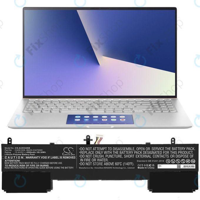 Batteria per Asus ZenBook 15 UX534FTC, Flip 15 UX563, C42N1839, Li-Pol, 4500mAh, 15.4V, HQ