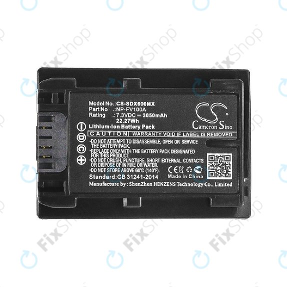 Batteria per Sony Fdr-Ax33, Sony Fdr-Ax40, NP-FV100A, Li-Ion, 3050mAh, 7.3V, HQ