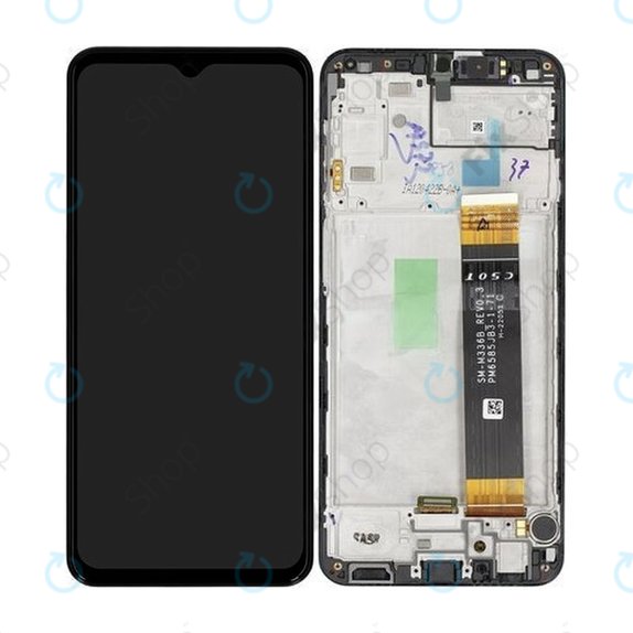 Schermo per Samsung A23 4G A235F, Black, Vetro touch con cornice, GH82-28563A, GH82-28657A, Genuine Service Pack