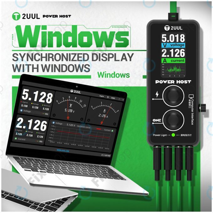 Tester digitale USB-C di tensione e corrente (Power Host), 2UUL PW15