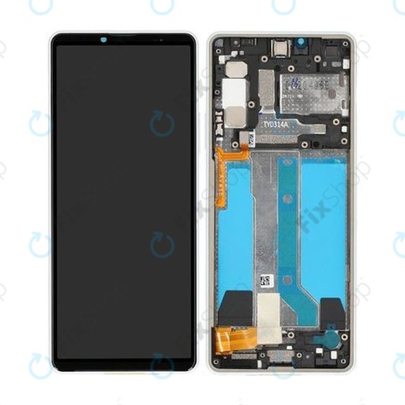 Schermo per Sony Xperia 10 IV XQCC54, White, Vetro touch con cornice, A5047174A, Genuine Service Pack