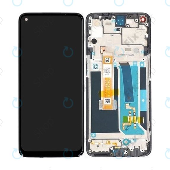 Schermo per OnePlus Nord N10 5G, Midnight Ice, Vetro touch con cornice, 2011100239, Genuine Service Pack