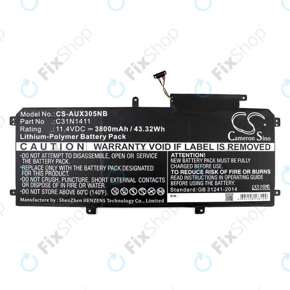 Batteria per Asus Zenbook UX305, C31N1411, Li-Pol, 3800mAh, 11.4V, HQ