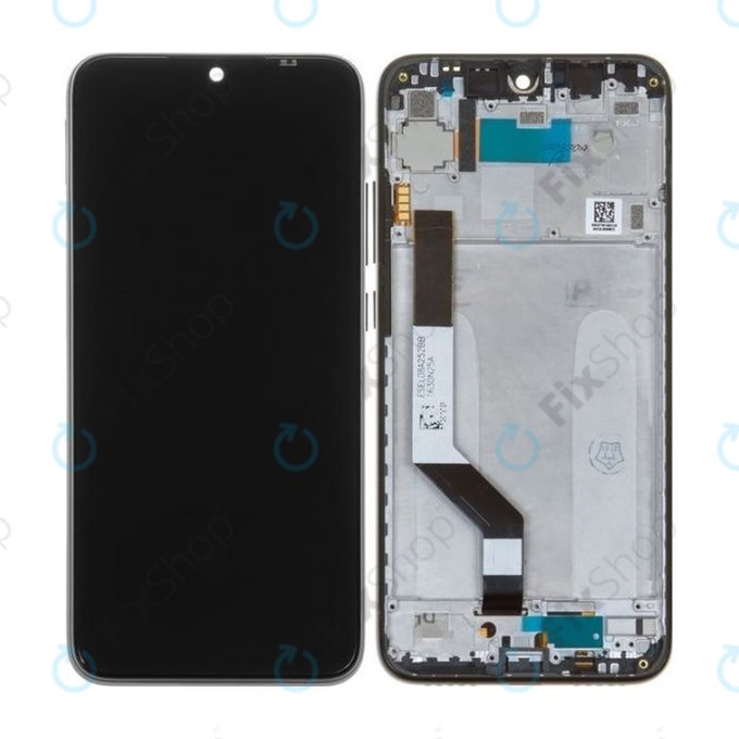 Schermo per Xiaomi Redmi Note 7, Space Black, Vetro touch con cornice, 5606100920C7, 560610100033, 560610125033, Genuine Service Pack