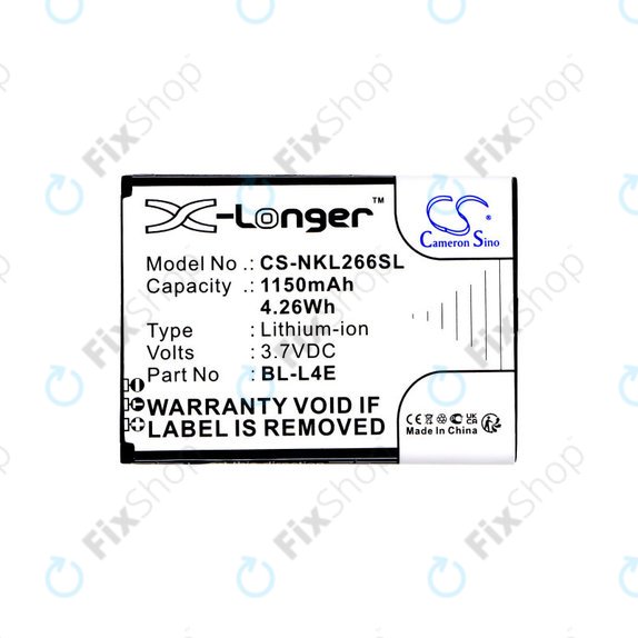 Batteria per Nokia 2660 Flip 4G, BL-L4E, Li-Ion, 3.7V, 1150mAh, HQ