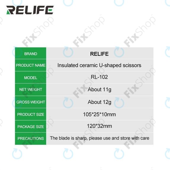 Forbici ceramiche isolate, Relife RL-102