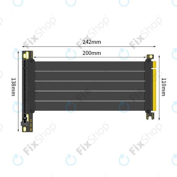 Cavo riser PCIe 4.0 x16 per scheda grafica, 20cm, nero