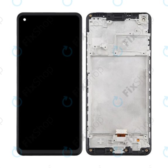 Schermo per Samsung A21s A217F, Black, Vetro touch con cornice